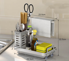 Kitchen Shelf Towel and Sponge Drain Storage Rack
