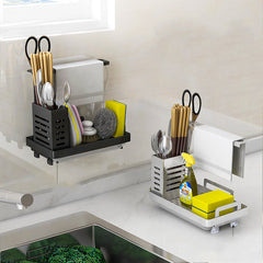 Kitchen Shelf Towel and Sponge Drain Storage Rack